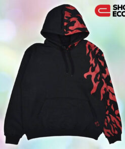 Flaming Fury Hoodie – Black and Red Fire Design